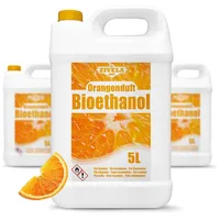 Bioethanol 96,6% 15L | Bio Alkohol Orangeduft 96,6% 3x5L | Bioethanol für Kamin, Tischkamin, Bioethanol Kamin | Bioethanol Orangeduft | Saubere Ve...