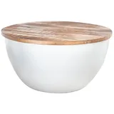 Sofatisch mit Stauraum Mangoholz Metall Ø 70 cm H: 33 cm rund Truhen Tisch Couch