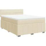 vidaXL Boxspringbett mit Matratze Creme 160x200 cm Stoff