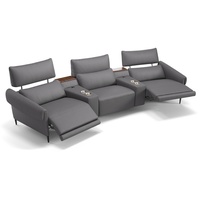 Ledercouch BIENNO 3-Sitzer Sofa Relaxsofa - Grau