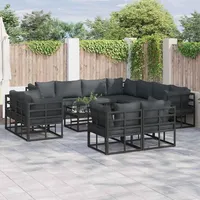 vidaXL Garten-Lounge-Set 12-tlg. schwarz