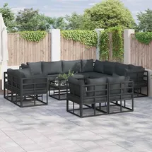 vidaXL Garten-Lounge-Set 12-tlg. schwarz
