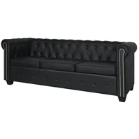 vidaXL Chesterfield-Sofa 3-Sitzer Kunstleder Schwarz