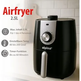 Alpina Heißluftfritteuse 2L schwarz