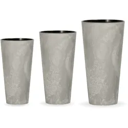 WellHome - Set mit 3 mittleren Pflanztöpfen Tubus Slim in Zementfarbe