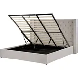 Beliani Bett mit Bettkasten Hellgrau Gepolstert 180 x 200 cm