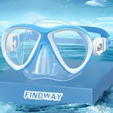 Findway Taucherbrille Kinder, Schwimmbrille Kinder für Jungen Mädchen,Schnorchelmaske Kinder 180°Panorama Verstellbares Silikonband Anti-Leck Tauchmaske Kinder für 3-14 Jahre