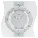 Funkwanduhr AMS, silber (silberfarben), Wanduhren, B/H/L: 30cm x 6cm x 32cm, Exklusiv-Modell, Quarzuhr,Made in Germany, Esszimmer,Wohnzimmer,Büro