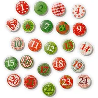 Adventskalender Zahlen 24 Stk 3cm Holz - Rot