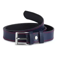 Ladeheid Kindergürtel Leder 2,5 cm Navyblau/Rot 65