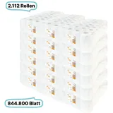 Toilettenpapierrollen, 2-lagig, 2112 Rollen, 844.800 Blatt gesamt, 400 Blatt /Rolle, Recyclingpapier, CIL- les Tissue, Series H