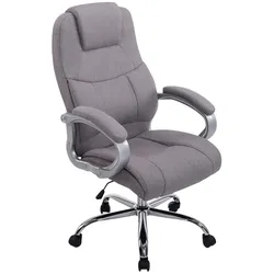 DELUKE® Bürostuhl SYDNEY Stoff - 113x66x70, Grau | Stoff | Metall in Chromoptik Gestell | ergonomische Bürostühle Homeoffice Stuhl mit Rollen