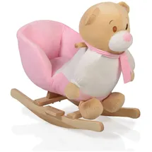 Moni Plüsch Schaukeltier Bär rosa WJ-635 mit Handgriffe aus Holz ab 12 Monate