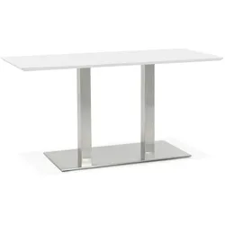 Kadima Design Tisch mit Stahlgestell & Holzplatte. Weiß. 150x70x75 cm