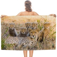 Strandtuch 80x160 cm 3D Leopard, Microfaser Handtücher, Strandlaken Handtuch, Schnell Trocknen Strandhandtuch Herren Frauen Badetücher, Badetuch, Strandtücher