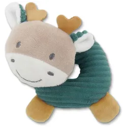 Lorelli Baby Rassel Tiere, Greifling aus Plüsch, leuchtende Farben, ab Geburt dunkelgrün