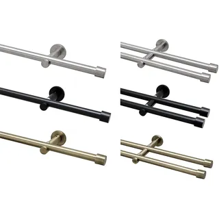 GARDUNA Gardinenstange Ø 16mm 1-Lauf Edelstahl-Look Metall, 80cm