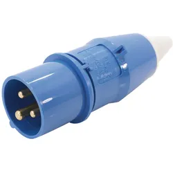 16 Ampere CEE Steckverbinder 3-polig (2P+PE) Stift, Kodierung 6h himmelblau RAL 5015 200/250V Frequenz 50 und 60Hz - 1 Stück