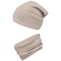 TupTam Unisex Kinder Beanie Mütze Schlauchschal Set in beige