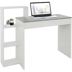 ML-Design Schreibtisch Weiß Arbeitstisch Bürotisch PC Computertisch Graues Tischplatte