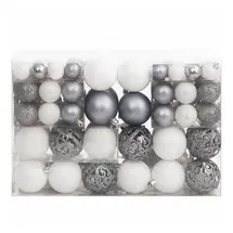 vidaXL 111-tlg. Weihnachtskugel-Set Weiß und Grau Polystyrol