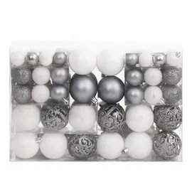 vidaXL 111-tlg. Weihnachtskugel-Set Weiß und Grau Polystyrol
