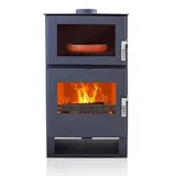Verso Kaminofen modern model F, Energieeffizienz A+ 81.20%, 9 kW, 530 x 420 x 1000 mm - Schwarz
