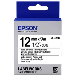 Etikettenkassette Epson LabelWorks – mattes Papier LK-4WBB / schwarz auf weiß / 12 mm x 9 m C53S654023