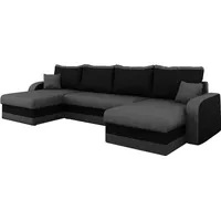 MIRJAN24 Ecksofa Kris U, Stilvoll Eckcouch mit Bettkasten und Schlaffunktion, U-Form Schlafsofa (Alova 36 + Alova 04) - Grau/Schwarz