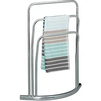 Relaxdays Handtuchständer CURVY 3 Stangen, HxBxT:85x66x20cm, freistehend, Metall Edelstahl-Optik