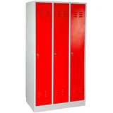 Proregal Garderobenschrank Ermine mit 3 Türen HxBxT 178 x 89 x 50 cm Lichtgrau Rot