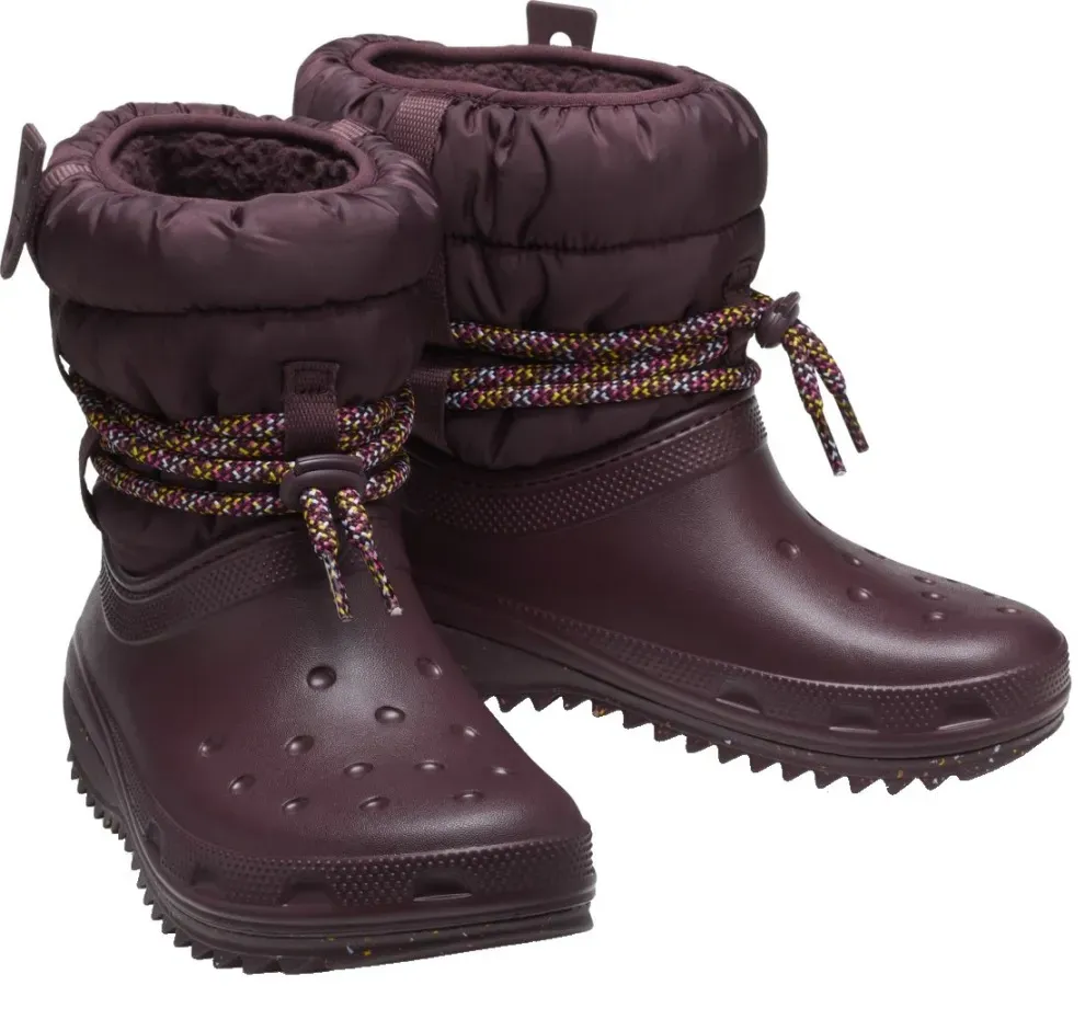 Crocs Winterstiefel Classic Neo Puff Luxe Boot wasserfest mit Innenfutter weinrot Damen