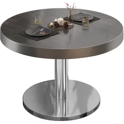 BN | Bistro Loungetisch | Ø:H 70 x 36 cm | Edelstahl Rand | Wenge / Edelstahl