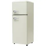 Merax Retro Mini Kühlschrank mit Gefrierfach, 92L, 2 Türen, 105,5 cm, kompakt für Single, Büro & Hotel Minibar, LED, 116 kWh/Jahr, Weiß