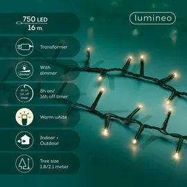 Lumineo LED-Lichterkette Compact 16 m grün warmweiß