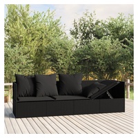 furnicato Gartenliege Outdoor-Loungebett mit Kissen Schwarz Poly Rattan schwarz