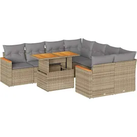 vidaXL Garten-Sofagarnitur 9-tlg. Loungeset beige