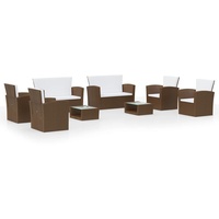 vidaXL Polyrattan Lounge Set 8-tlg. braun inkl. Auflagen 3095943