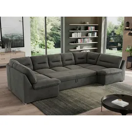 MKS Meble MKS Wohnlandschaft Dunkelgrau Textil, 6-Sitzer, U-Form 340x93x206 cm, Wohnzimmer, Sofas & Couches, Wohnlandschaften, Wohnlandschaften in U-Form