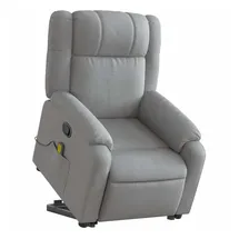 vidaXL Massagesessel mit Aufstehhilfe Hellgrau Stoff