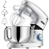 CHeflee Küchenmaschine Teigmaschine 2000W Knetmaschine,Mit 6.2L EdelstahlschüSsel,6 Geschwindigkeit Reduzierte GeräUsche,Mit RüHrbesen,RüHrhaken,SpritzwassergeschüTzter Knetmaschine Mit Knethaken