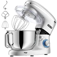 CHeflee Küchenmaschine Teigmaschine 2000W Knetmaschine,Mit 6.2L EdelstahlschüSsel,6 Geschwindigkeit Reduzierte GeräUsche,Mit RüHrbesen,RüHrhaken,SpritzwassergeschüTzter Knetmaschine Mit Knethaken