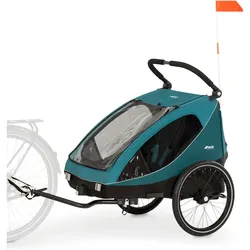 Fahrradkinderanhänger HAUCK "Dryk Duo, Ocean Green", Kinder, grün (ocean grün), Fahrradanhänger, für 2 Kinder; inkl. Buggy-Rad