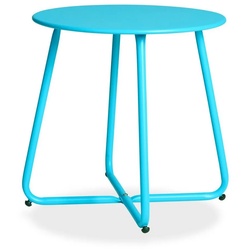 Homestyle4u Beistelltisch Gartentisch Rund Metall Tisch Kaffeetisch (kein Set) blau