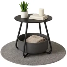 Coemo Couchtisch KOSI Schwarz aus Metall mit Aufbewahrungskorb