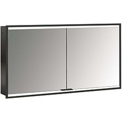 Emco prime Unterputz-Lichtspiegelschrank 949713557 1300x730mm, 2-türig, schwarz/spiegel