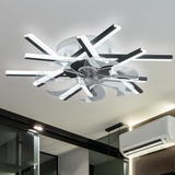 Leise Deckenventilator mit Beleuchtung Wohnzimmer LED Deckenventilator mit Ventilator Dimmbar mit Fernbedienung Fan Deckenleuchte Für Wohnzimmer Schlafzimmer Esszimmer Deckenleuchte (Schwarz, L62cm)