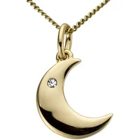 Kettenanhänger FIRETTI "Schmuck Geschenk Gold 333 Halsschmuck Anhänger für Halskette Mond", gold (gelbgold, 333, weiß, wweiß), Schmuckanhänger, Damen, 0,01 P2 = erkennbare Einschlüsse, Diamanten Gelbgold 333, 0,5 g, Diamanten, Gelbgold 333, mit Brillant
