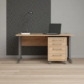 VCM Prisme Schreibtisch mit Rollcontainer Eiche Dekor