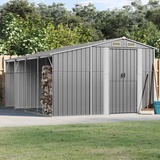 SECOLI Gerätehaus Metall mit bodenplatte Gerätehaus Metall pultdach Gartenhaus Metall XXL Geräteschuppen Outdoor Geräteschrank Gartenschrank Verzinkter Stahl-Grau-277 x 365.5 x 179 cm